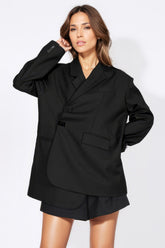 Blazer mit unregelmäßigem Verschluss – Schwarz